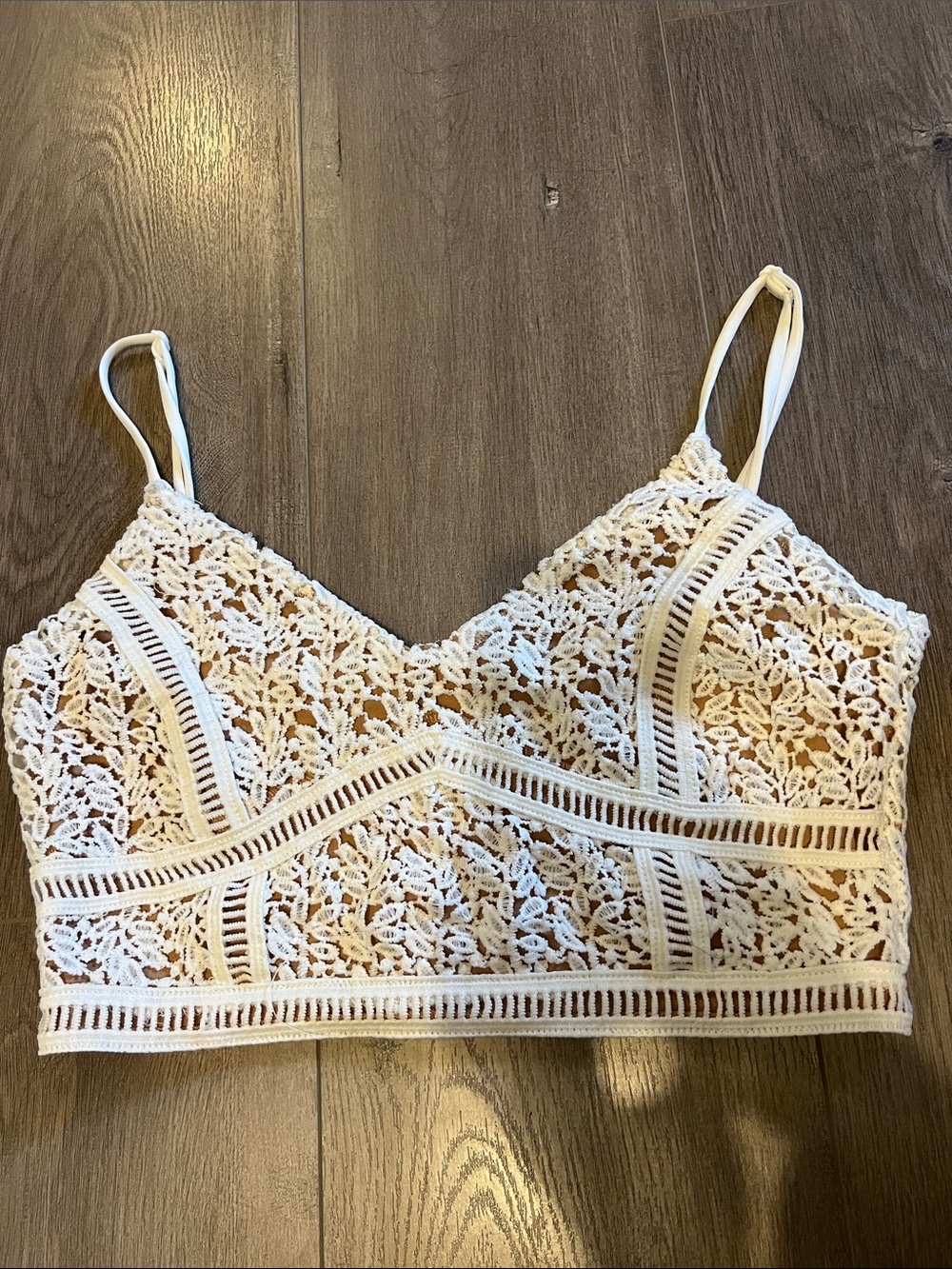 Kendall & Kylie White Crochet Lace Bralette Camisole